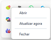 Menu de contexto da bandeja do sistema